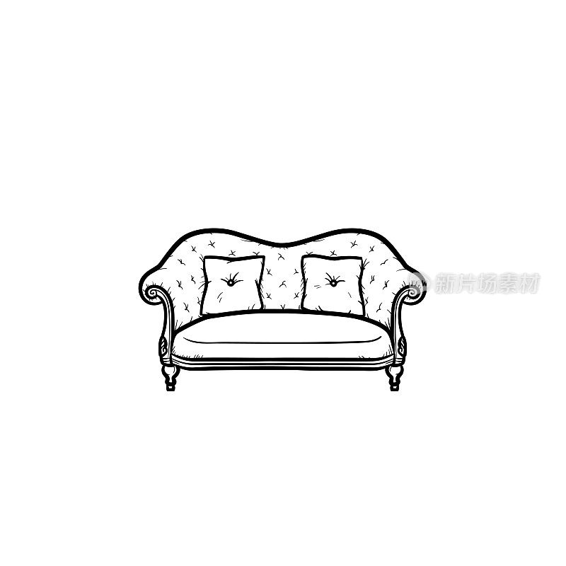 Sofa hand drawn sketch icon